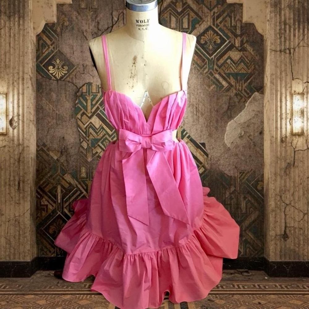 Carol Bassi & Ana Paula Siebert Collection Pink Bow  Ruffle Designer Dress. Prom